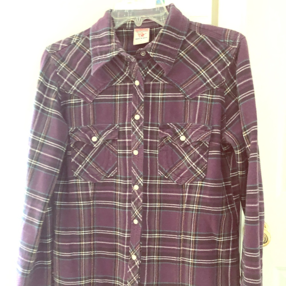 True religion flannel snap down top